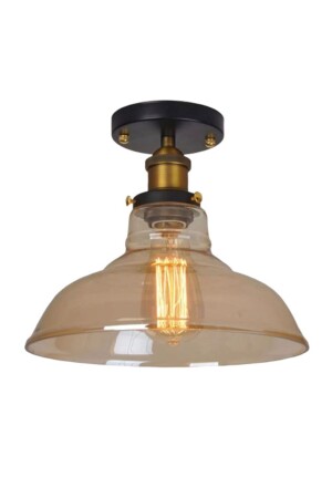 MNZ-Retro Metal Honey Glass Ceiling Plofyoner واحد مصباح واحد مصباح قطر: 23 سم rys00234 - Rsylight