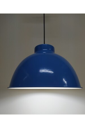 MNZ-Retro Rustic Blue مع داخلي أبيض مصباح معلق معدني واحد مصباح لمقهى، المطبخ، غرفة الشباب RIO000434 - RİOLİGHT