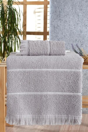 MNZ-Retro Stripe Gray Towel Set 2 مكونات - Nina Home