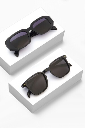 نظارات شمسية سوداء من نوع MNZ-Retro Vintage 2 Piece Lover's Combination 229PRA220SYHZZ - Zzla