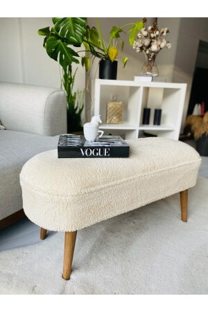 MNZ-Retro Walnut Color خشب ساقي مقعد بيض بوف مع مساحة مقعد كبيرة كريم نيكة - Webpanya