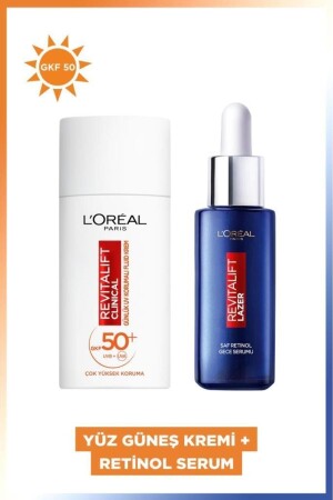 MNZ-Revitalift SPF سريري 50+ واقية أشعة أشعة وجه 50 مل ومرشح ليزر إعادة التأهيل ريتينول ليلي سيروم نقي 30 مل PK - L'Oreal Paris