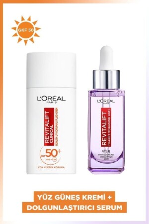 MNZ-Revitalift سريرية Spf 50+ كريم الشمس المباشر 50ml & revitalift ملء 1%. 5 حمض هيلورونيك نقي سيروم PKTUVFLDGL - L'Oreal Paris