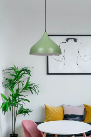 MNZ-Reyes تصميم خاص مقهى - المطبخ نموذج المعدن الأخضر داخل مصباح اللقاء الأبيض واحد شمعة reyesTEKLİ - Fer Avize