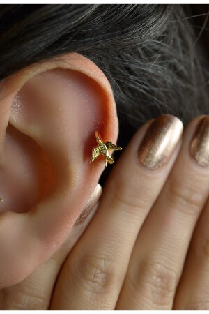 MNZ-Rhodium Helix Piercing Cartilage Earring Swallow - Sacce Scarves&Accessories
