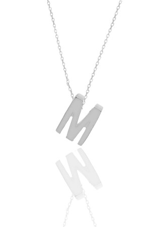 MNZ-Rhodium الفضي ثلاثي الأبعاد الحد الأدنى من حرف M الخنجر SGTL11181 - Söğütlü Silver