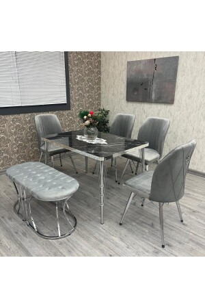 MNZ-RHODONITE 80-120 CK SILVER 6 أشخاص طاولة المطبخ مجموعة Bechli - By Orhan Güzel