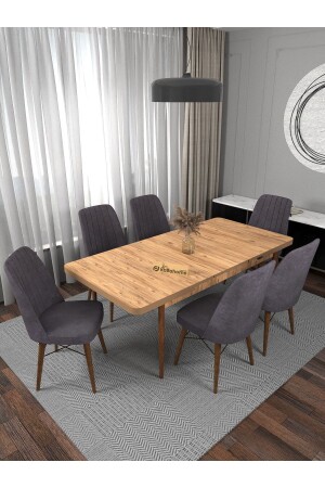 MNZ-Riff Atlantic 80x130 سم تمتد لـ 6 أشخاص - طاولة تناول الطعام - مجموعة طاولة تناول الطعام - رمادي - Kaffahome