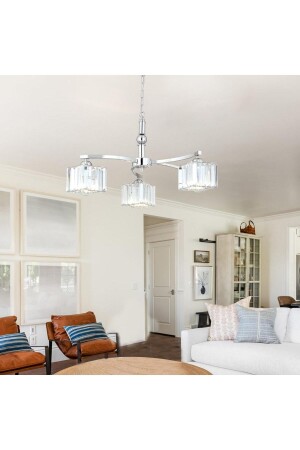 MNZ-Rima 3 Arm Chrome Plated Crystal Stone تصميم حديث غرفة المعيشة-غرفة النوم غرفة المعيشة الكريستالية شمعة 3405-03-CH - Apliqa