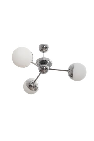 MNZ-Rima Plofonyer عصرية الروترو كروم لون الزجاج الأبيض غرفة المعيشة - المطبخ - غرفة النوم 3-قطعة الشنادل rimakrom - Fer Avize