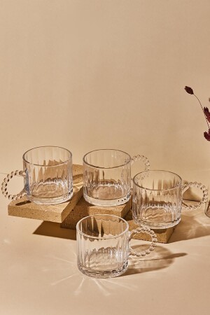 خط MNZ-Ringo 4-piece 325 ml Glass Mug مع كوب مع كوب معكم 14889 - Perotti