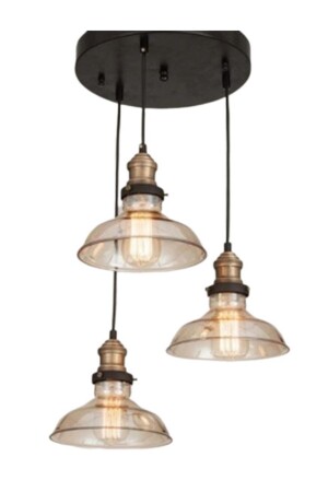 MNZ-Rioligh Retro Rustic Triple Honey Glass Pendant Lamp شمعة مع 3xe27 حامل مصباح قطر: 30 سم RIO000217 - RİOLİGHT