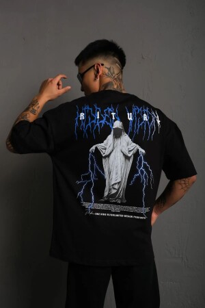 MNZ-Ritual Printed Oversize القطن القميص اليونيسكس q6 - unrivaled