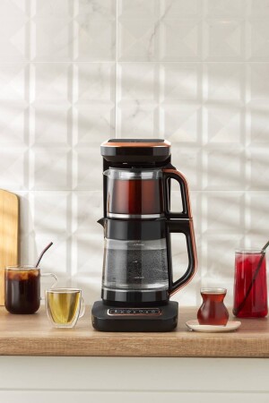 MNZ-Robotea Pro 4 في 1 كوب شاي الكلاسيكي مشينة النحاس الأسود - Karaca