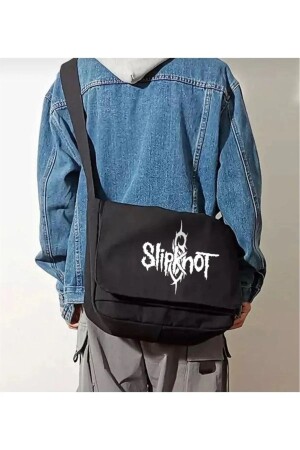 كيس رسالة من نوع MNZ-Rock Series Slipknot المطبوع أسود Unisex اثنين من الشقق مع حجم داخلي كبير B899W3D - Gofeel