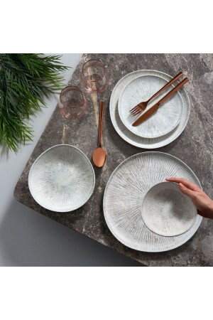 مجموعة عشاء من طراز MNZ-Roden 24 قطعة لـ 6 أشخاص 1401 PR. 00000000GBSRD24Y4R1401 - Güral Porselen