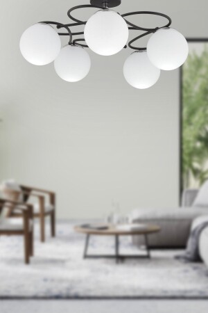 MNZ-Rodonit 5pcs كروم أسود الزجاج الأبيض الزجاج الحالي مصباح اللؤسقة غرفة نوم صالة الاحتفالية غرفة المعيشة الرائعة 3952-05- - Apliqa