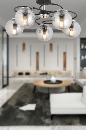 MNZ-Rodonit 5-piece Black Chrome مدخن الزجاج مصباح اللباس الحديث غرفة نوم صالة الاحتفالية غرفة المعيشة الشنابل 3952-05-CH-BL - Apliqa