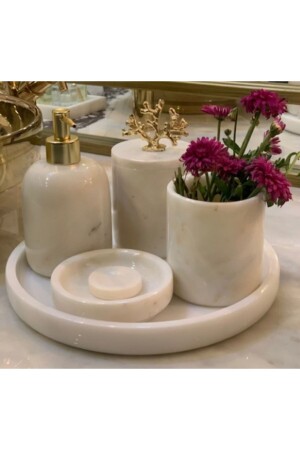 مجموعة حمام من الرخام من MNZ-Rolin 5pcs WhiteRolin5 - mar&more