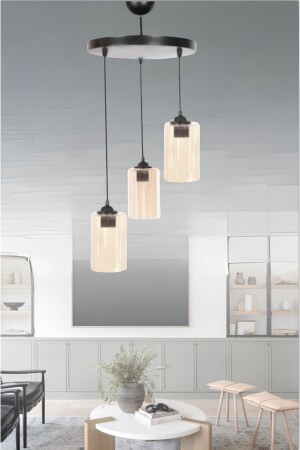 MNZ-Roll عصرية 3 قطع العسل ميكا الزجاج المطبخ قاعة ضوء اللؤسسة صانورة غرفة المعيشة المطبخ غرفة المعيشة - Retro Home Design