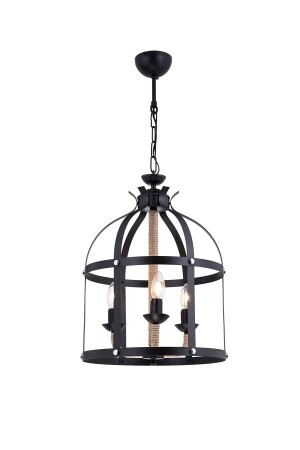 MNZ-Roma 3-piece Black Rope Pendant Lamp شمعة 3057 03 0100 00 00 - Taşcan Aydınlatma