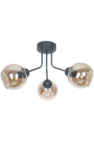 MNZ-Rosa تصميم فخم عصري لوحة السقف اللون الأسود الزجاج المدخن 3 قطع الشنابل RS8823 - Fer Avize