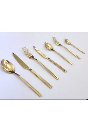 طراز MNZ-Rose طراز التيتانيوم الذهب 84 قطعة 4 مليمتر سمك كيسة فوك سكين مجموعة ل 12 شخص Rosegold01 - KB SOLİNGEN