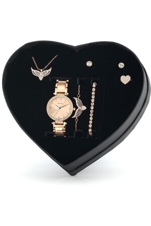 MNZ-Rose Angel Wing قلادة عنق سوار أذن حلقة ساعة هدية مجموعة هدية لمحبي هدية لأم PS1162 - Forentina