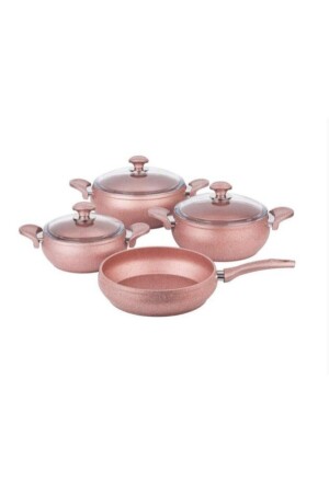 MNZ-Rose Gold Casserole Granite 4 قطع طلاء مجموعة k-520 - Özkent