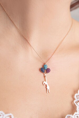 MNZ-Rose Plated 925 سبرينغ فضية مع رقبة بالون الطيران صورة PP2035 - Elika Silver