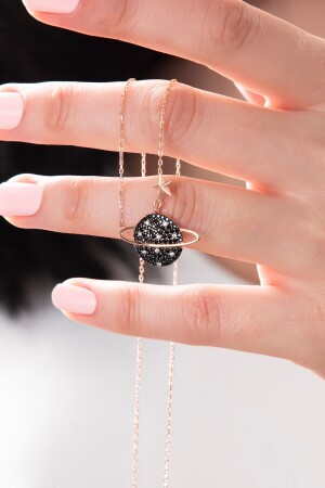 MNZ-Rose Plated Planet Necklace مع 925 سلسلة فضية سبرلينغ KKK-MMM-444 - Bilsen Store