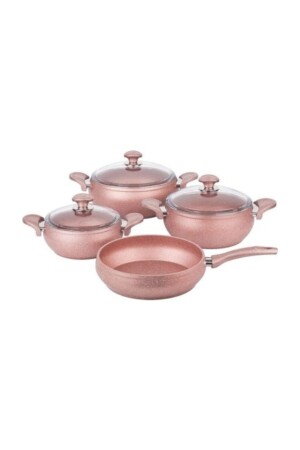 MNZ-Rosegold 7 Piece Model New Granite Casserole and Pot Set k-520 - Özkent