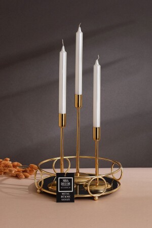 MNZ-Round Gold Serving Presentation Tray Treats هدية تزيين المنظم حلقة الزفاف 24 سم طاولة المطبخ المطبخ ALYNSGLD - mba decor metal bending art