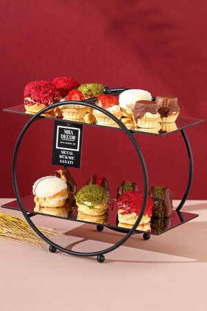 MNZ-Round أسود مرآة القهوة الجانب عرض هدية تزيين العلاج منظمة MDF خشب 26 سم YVRSNMGLD - mba decor metal bending art