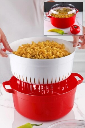 نموذج فاكهة (MNZ-Round Pot) - حاوية تخزين الخضروات مع حاوية حمراء OPH-000179 - Open Home Concept