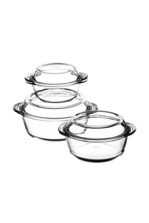 MNZ-Round Pyrex Saucepan Set من 3 159021. pb159021 - Paşabahçe
