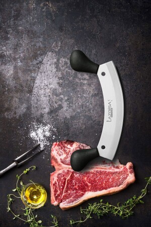 MNZ-Row Armor مقطورة لحوم 31 سم مقبض مزدوج معصومة مطبخ سكين مجموعة LAZBİSA017 - LAZBİSA