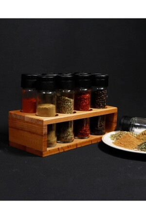 مجموعة من الـ MNZ-Roxen 8 Piece Spice Set، رف الـ Spice Rack مع منصة خشبية rxen8 - Chef Taste