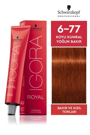 MNZ-Royal 6-77 Dark Auburn زبغة شعر نحاسية كثيفة 60 مل - Igora