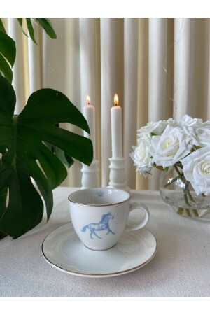 MNZ-Royal Series فنجان شاي بورسلين مزدوج الجانب (1 قطعة زرقاء) 039 - BOES Porselen