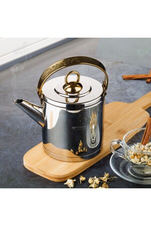 (MNZ-Royal Steel) وعاء عشبية من الفولاذ 1 لتر - وعاء عشبية من الفولاذ الحجم الصغير (الفضة) - Evren