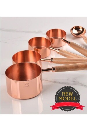MNZ-Roza-ذهبية ملعقة قياس مجموعة 4 قطع كوب قياس مع المقبض الخشب 20RZGOLDOLCSET002 - HUBBYCHEF