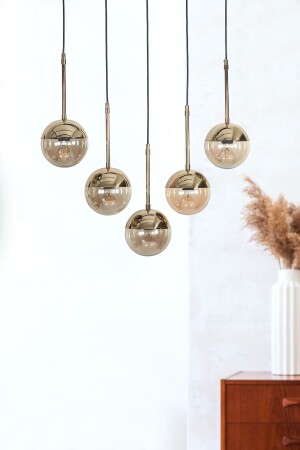 MNZ-Roza 5 Li جسم معدني من ذهب أسود عسل ملونة الزجاج تصميم فخمة مصباح معلق شمعة LZRNAVZ155 - Luzarana