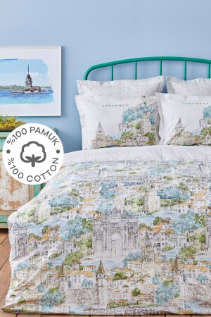 MNZ-Rumeli Green 100% القطن مزدوج غطاء الغطاء مجموعة 200. 19. 01. 0405 - Karaca Home