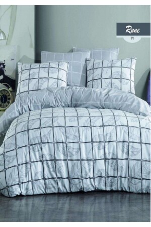 MNZ-Rune King Size Quilted Duvet Cover Set 4 موسمات مجموعة 100% قطن رينفورس تانب مجموعة GH2181 - Majoli