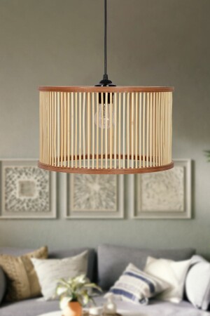 MNZ-Rustic Series عثمانية من الخيزران المرجع مصباح الوقود 35 سم 0799906428680 - AHŞAP FABRİKASI