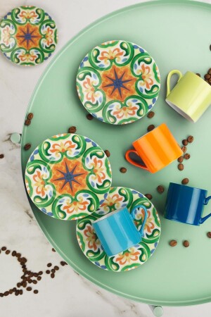 MNZ-Rüya 8 قطع كوب قهوة مصممة لـ 4 أشخاص 898301 NNRU08KT898301 - Kütahya Porselen