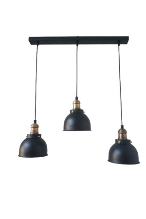MNZ-Rys Retro Metal Black Decorative 3-piece Tabletop Row رستيك لفة معلق مصباح الشنابل عرض: 60 سم rys1151 - Rsylight