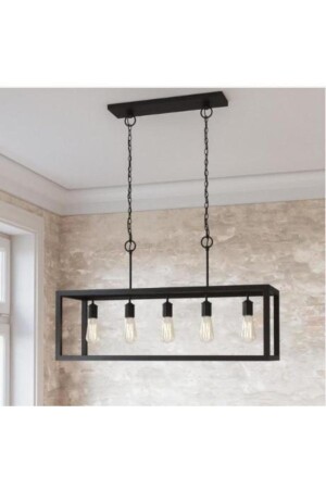 MNZ-Rys Retro Metal Black Table Top Pendant Lamp Chandelier مع 5 صفات rys00258 - Rsylight