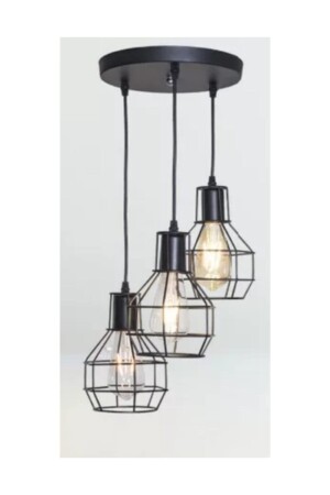 MNZ-S قفس ريترو رستيك ثلاثي مصباح معلق إشعال عرض 30 سم MYL000985 - demet habek mylights